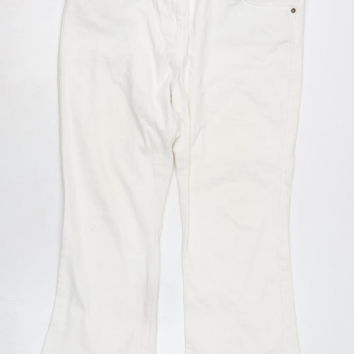 Marks and Spencer Womens White Cotton Blend Straight Jeans Size 18 L26.5 in Regular Zip