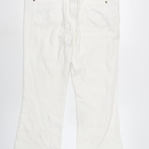 Marks and Spencer Womens White Cotton Blend Straight Jeans Size 18 L26.5 in Regular Zip