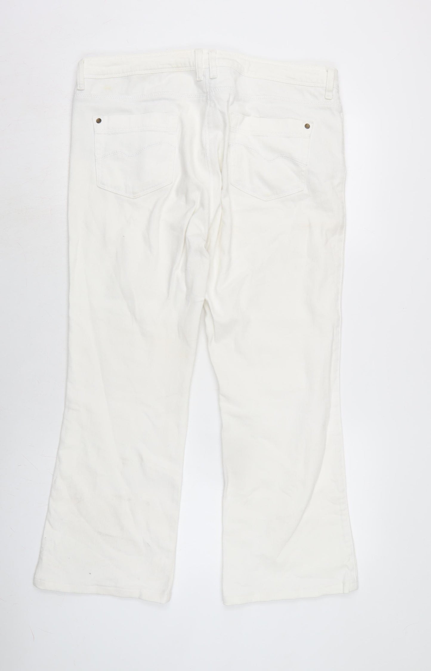 Marks and Spencer Womens White Cotton Blend Straight Jeans Size 18 L26.5 in Regular Zip