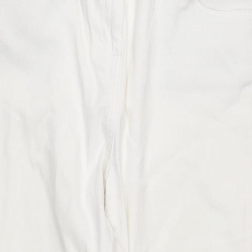 Marks and Spencer Womens White Cotton Blend Straight Jeans Size 18 L26.5 in Regular Zip