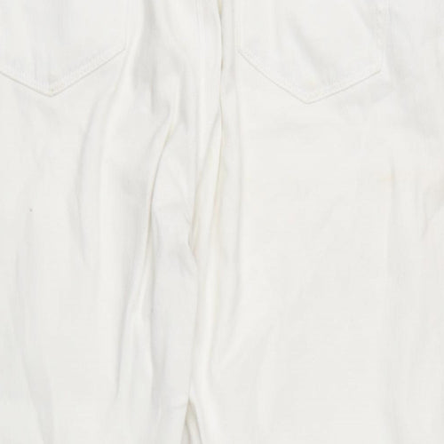 Marks and Spencer Womens White Cotton Blend Straight Jeans Size 18 L26.5 in Regular Zip