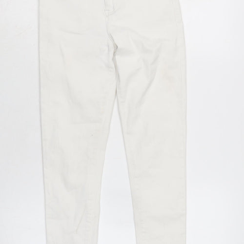Topshop Womens White Cotton Blend Straight Jeans Size 28 in L26.5 in Regular Zip