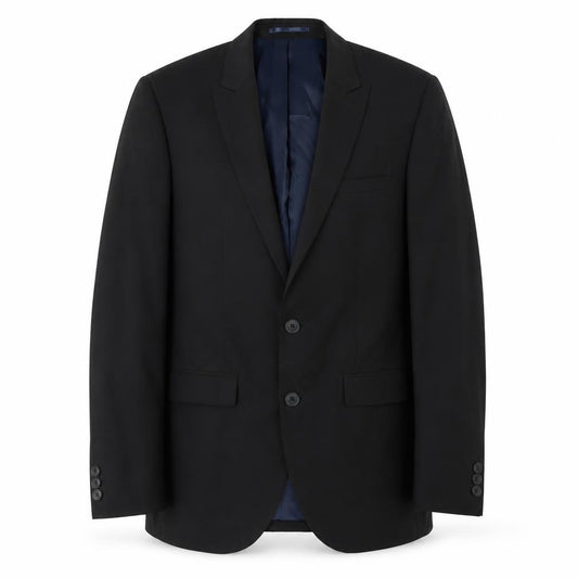 Front view of Next men’s blue polyester jacket suit jacket, size 36, regular