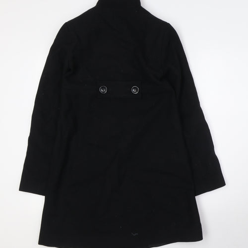 United Colors of Benetton Womens Black Overcoat Coat Size 10 Button