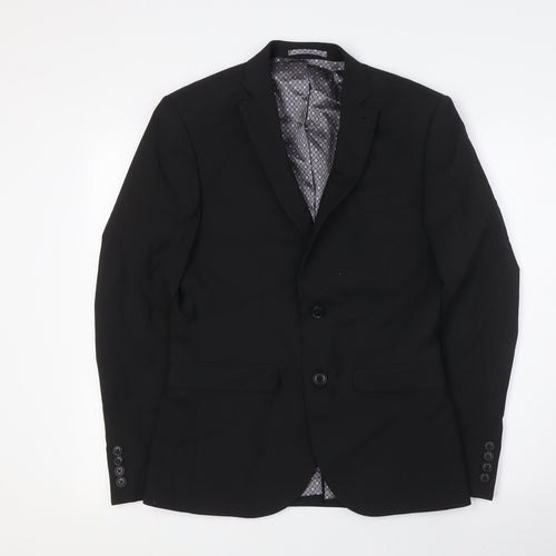 NEXT Mens Black Polyester Jacket Suit Jacket Size 36 Regular