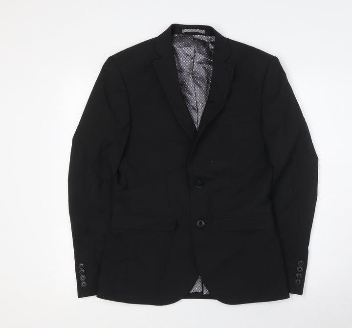NEXT Mens Black Polyester Jacket Suit Jacket Size 36 Regular