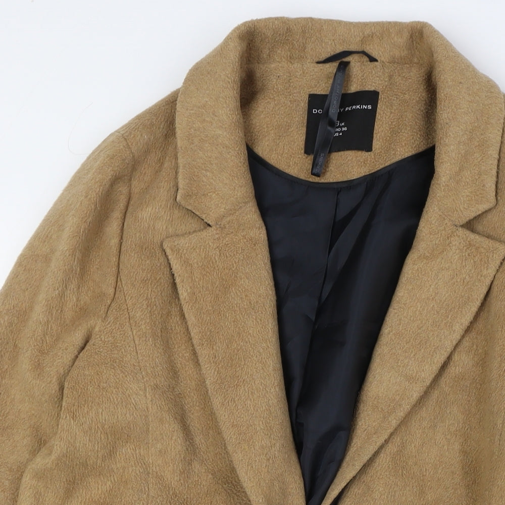Dorothy Perkins Womens Beige Overcoat Coat Size 8 Button