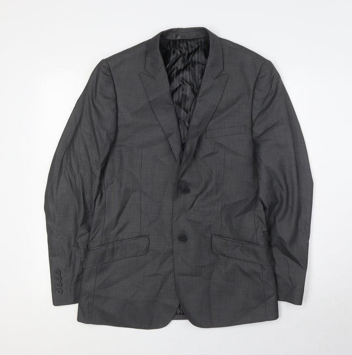 Butler & Wilson Mens Grey Polyester Jacket Suit Jacket Size 36 Regular