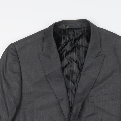 Butler & Wilson Mens Grey Polyester Jacket Suit Jacket Size 36 Regular