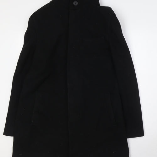 Marks and Spencer Womens Black Overcoat Coat Size M Button
