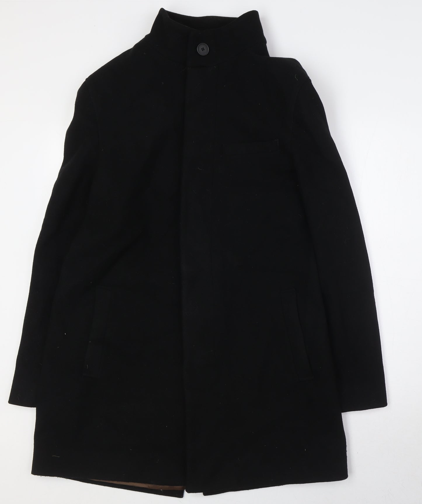 Marks and Spencer Womens Black Overcoat Coat Size M Button
