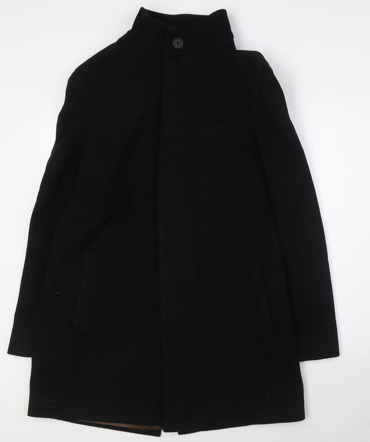 Marks and Spencer Womens Black Overcoat Coat Size M Button