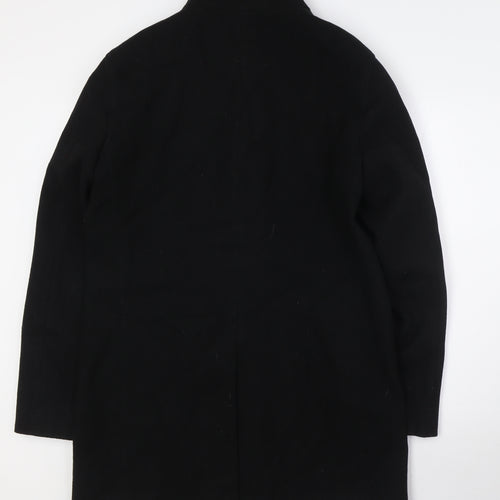 Marks and Spencer Womens Black Overcoat Coat Size M Button
