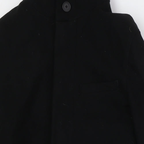 Marks and Spencer Womens Black Overcoat Coat Size M Button