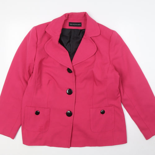 Wardrobe Womens Pink Jacket Size 18 Button