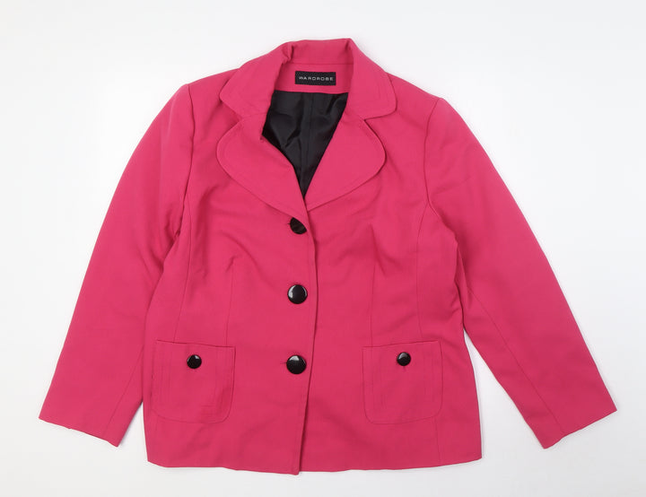 Wardrobe Womens Pink Jacket Size 18 Button