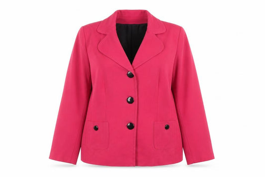 Front view of Wardrobe women’s pink jacket, size UK 18, button