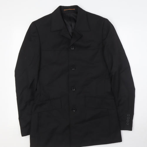 Topman Mens Black Polyester Jacket Suit Jacket Size 36 Regular