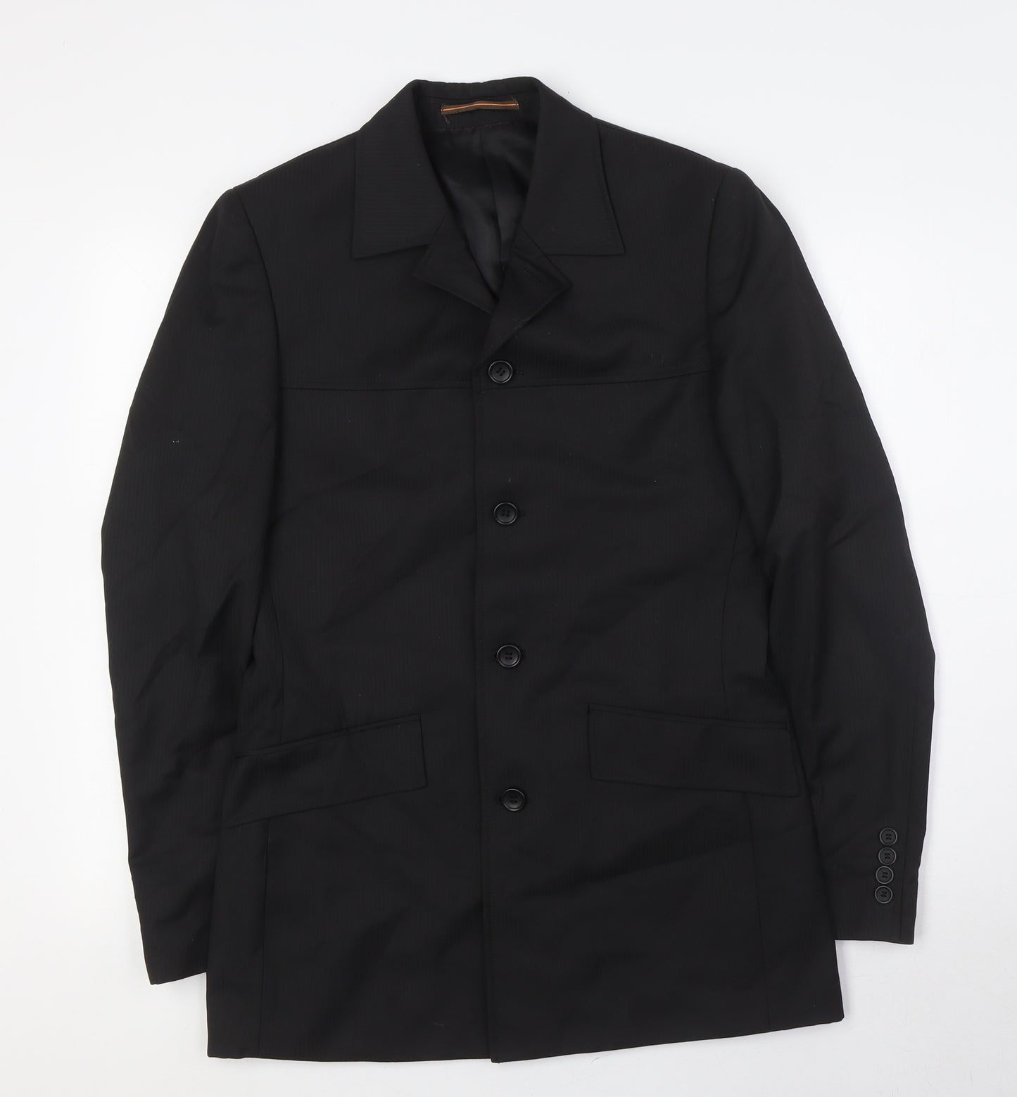 Topman Mens Black Polyester Jacket Suit Jacket Size 36 Regular