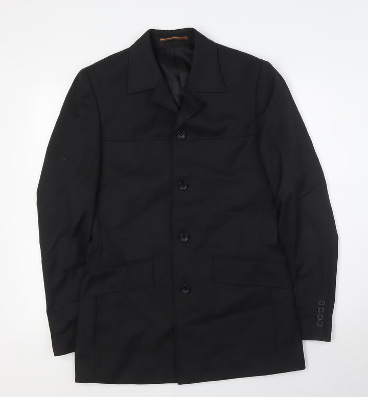 Topman Mens Black Polyester Jacket Suit Jacket Size 36 Regular