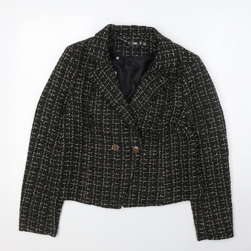 Missguided Womens Black Jacket Size 14 Button - Gold Fleck