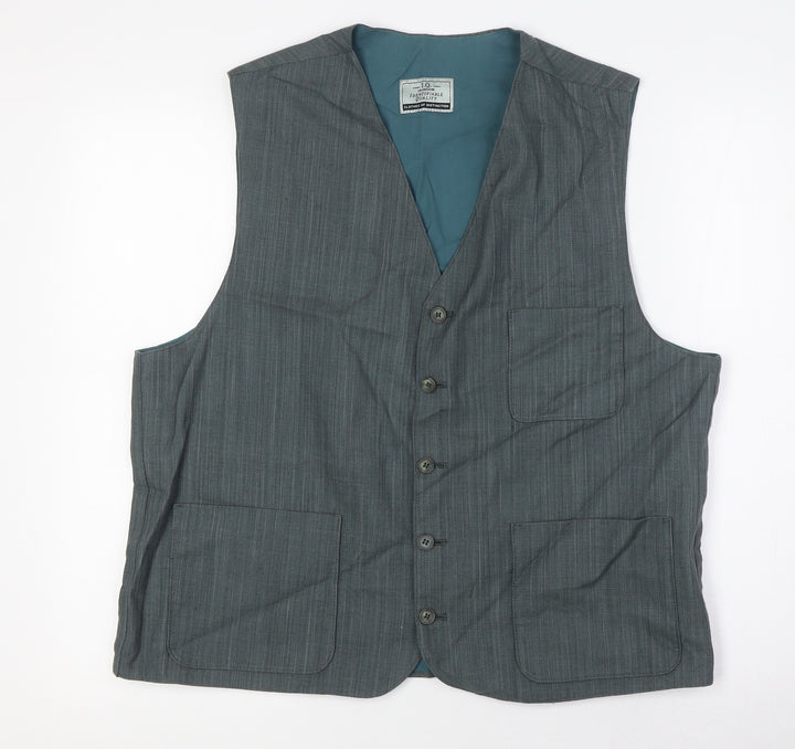 I.Q Mens Green Jacket Waistcoat Size L Button