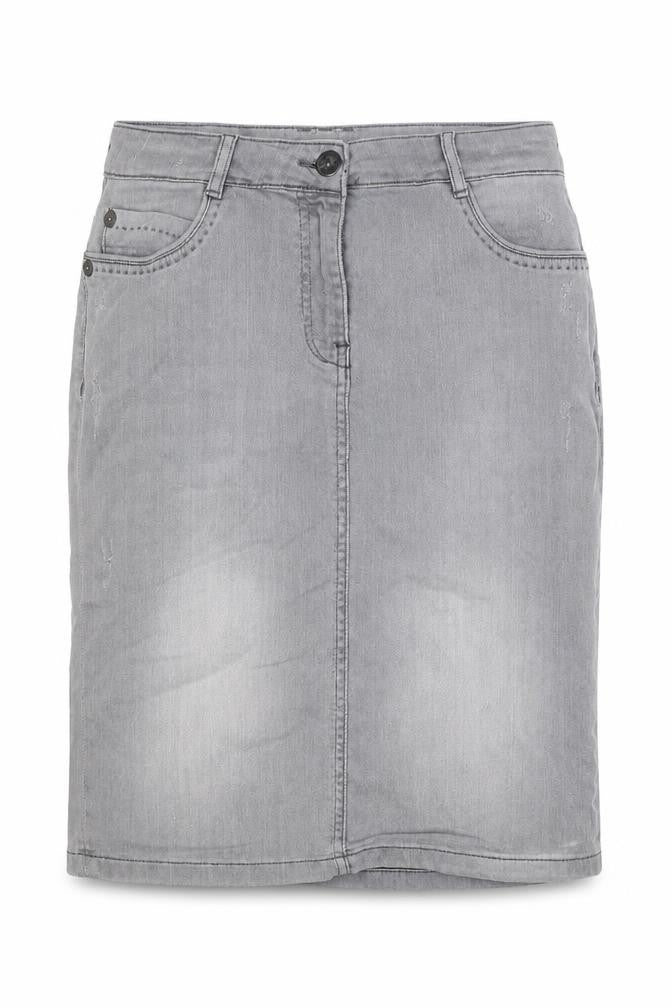Marks and Spencer Womens Grey Cotton Straight & Pencil Skirt Size 10 Button - Destressed