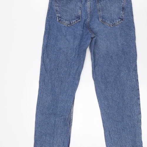 Zara Womens Blue Cotton Straight Jeans Size 6 L29 in Regular Button