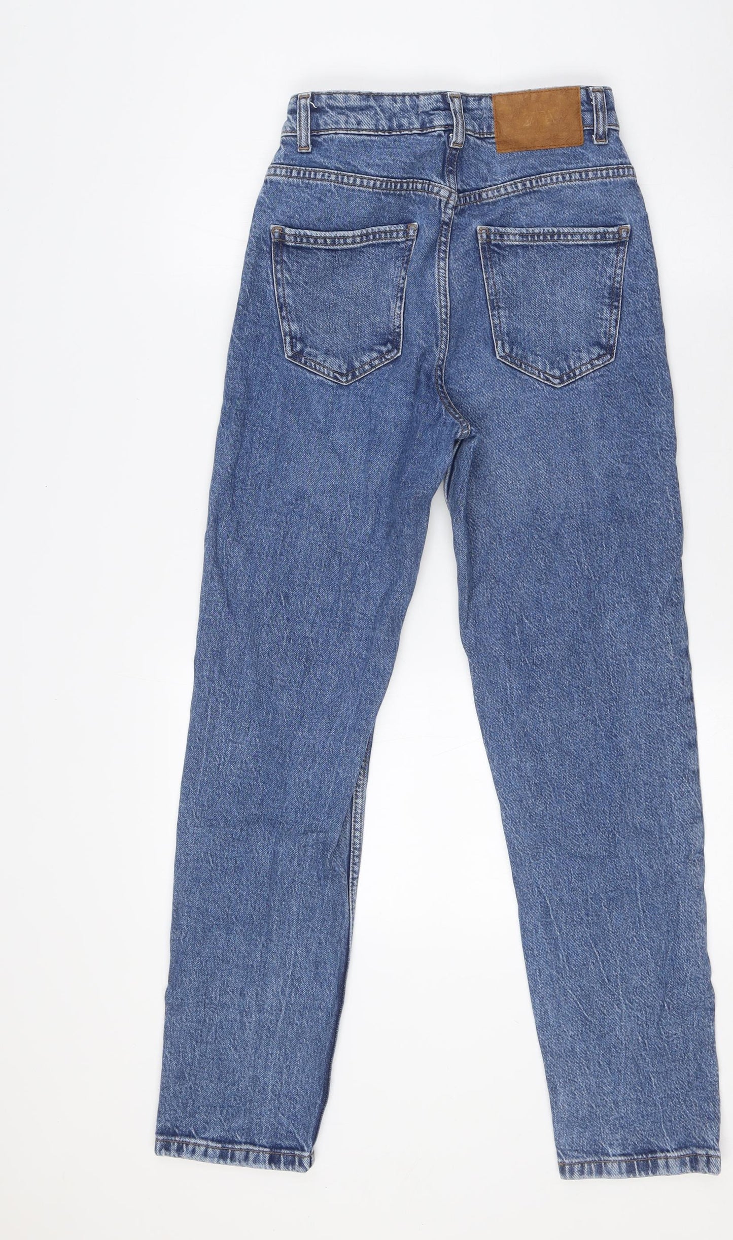 Zara Womens Blue Cotton Straight Jeans Size 6 L29 in Regular Button
