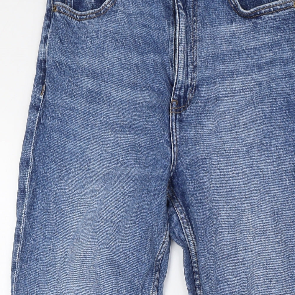 Zara Womens Blue Cotton Straight Jeans Size 6 L29 in Regular Button