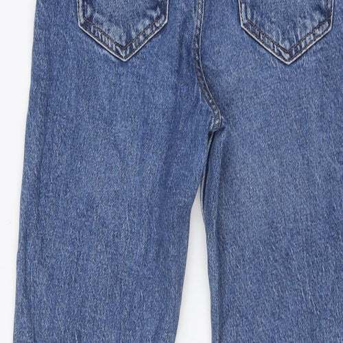 Zara Womens Blue Cotton Straight Jeans Size 6 L29 in Regular Button