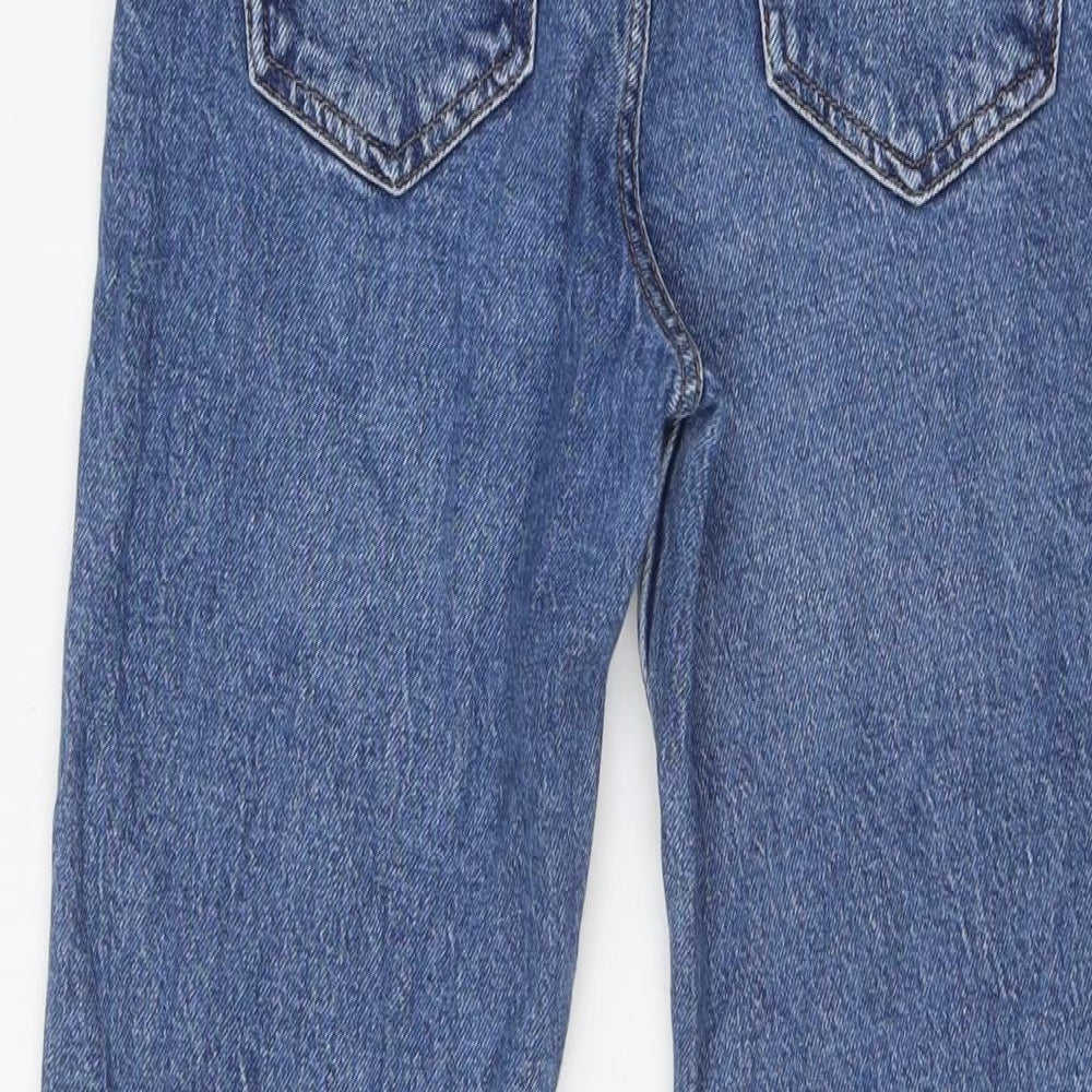 Zara Womens Blue Cotton Straight Jeans Size 6 L29 in Regular Button