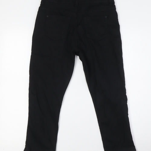 Marks and Spencer Womens Black Cotton Cropped Jeans Size 10 L22 in Slim Button