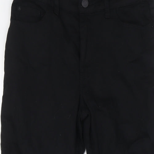 Marks and Spencer Womens Black Cotton Cropped Jeans Size 10 L22 in Slim Button