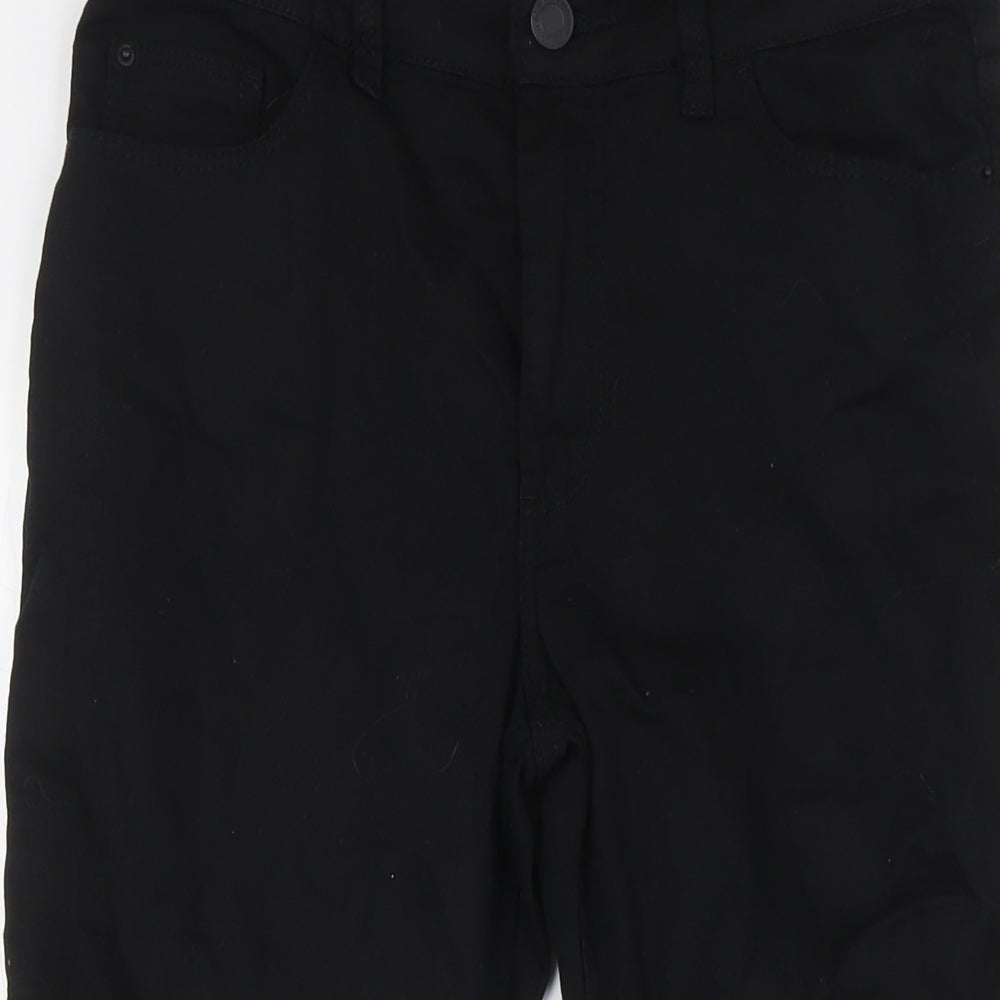 Marks and Spencer Womens Black Cotton Cropped Jeans Size 10 L22 in Slim Button