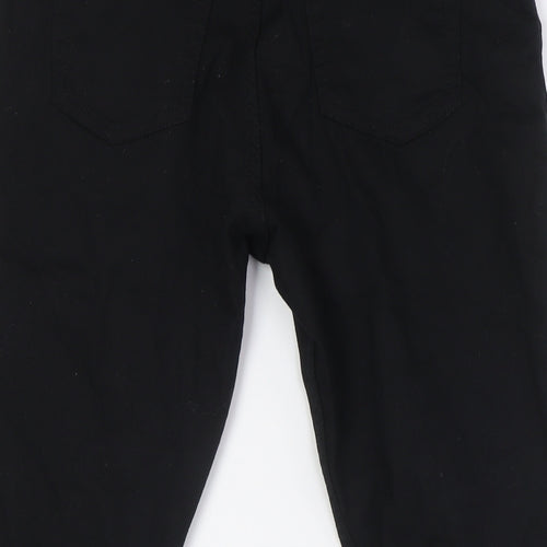 Marks and Spencer Womens Black Cotton Cropped Jeans Size 10 L22 in Slim Button