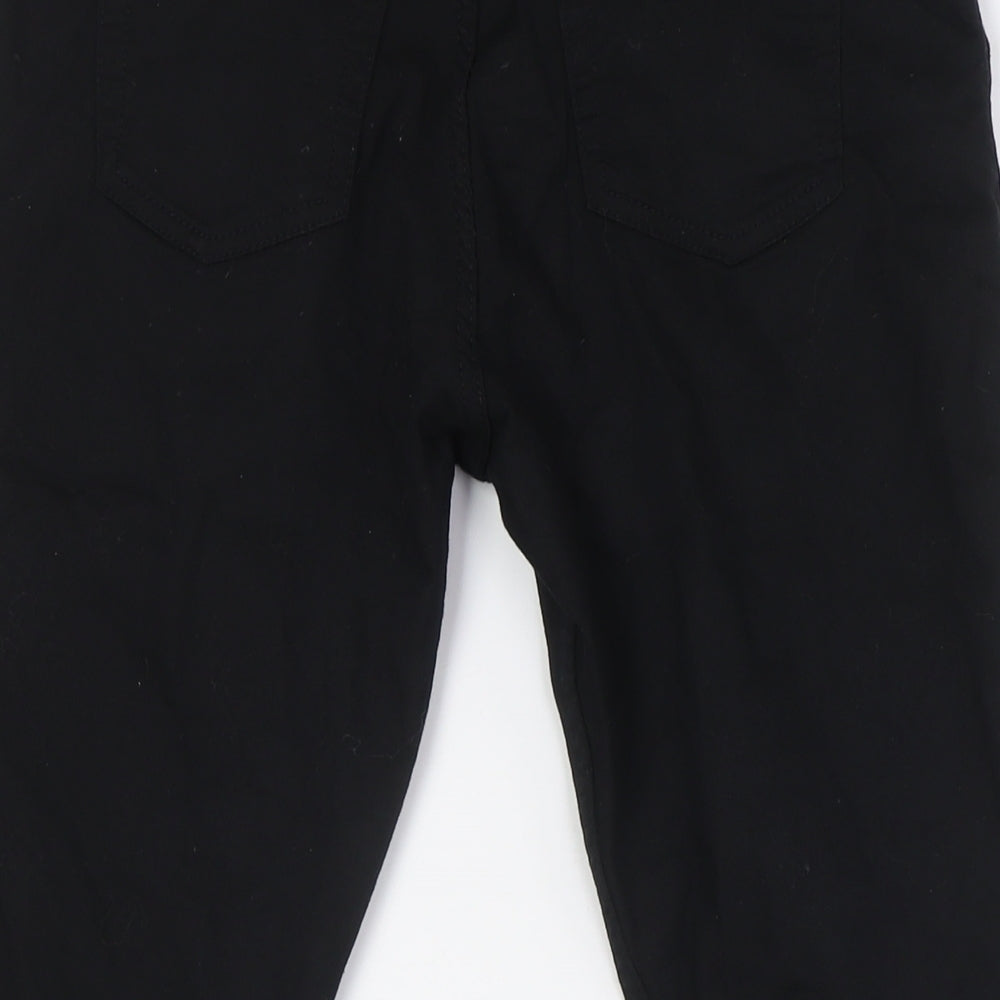 Marks and Spencer Womens Black Cotton Cropped Jeans Size 10 L22 in Slim Button