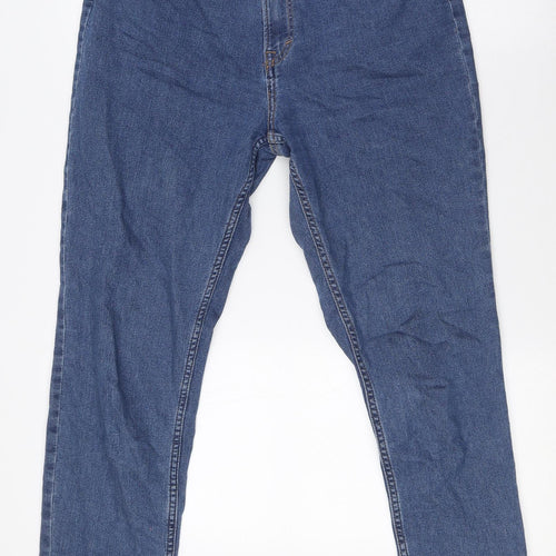 H&M Girls Blue Cotton Straight Jeans Size 14 Years L28 in Regular Button