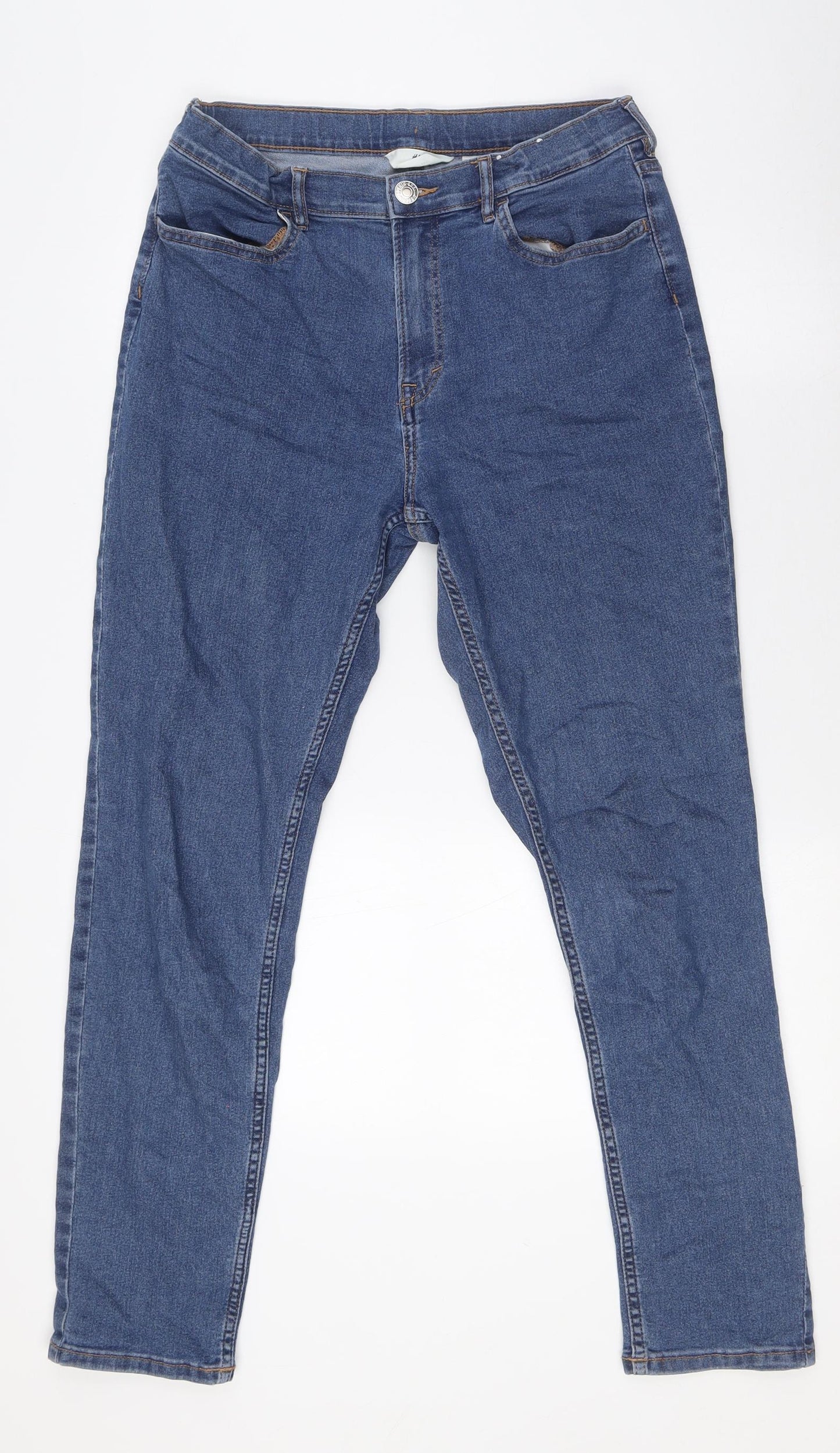 H&M Girls Blue Cotton Straight Jeans Size 14 Years L28 in Regular Button