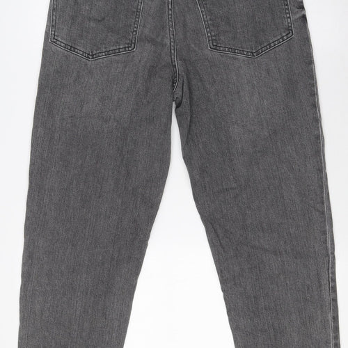 H&M Womens Grey Cotton Straight Jeans Size 10 L27 in Regular Button
