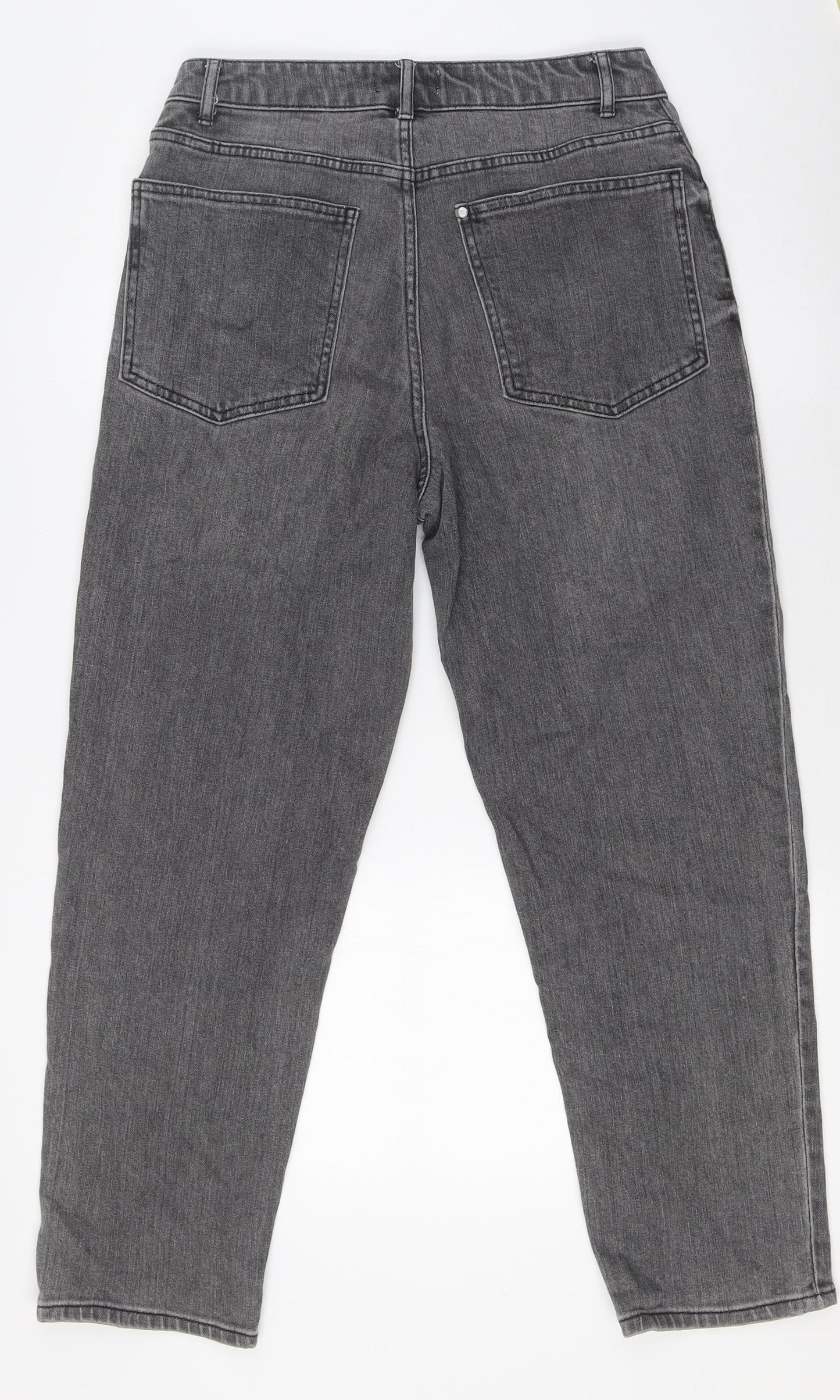 H&M Womens Grey Cotton Straight Jeans Size 10 L27 in Regular Button
