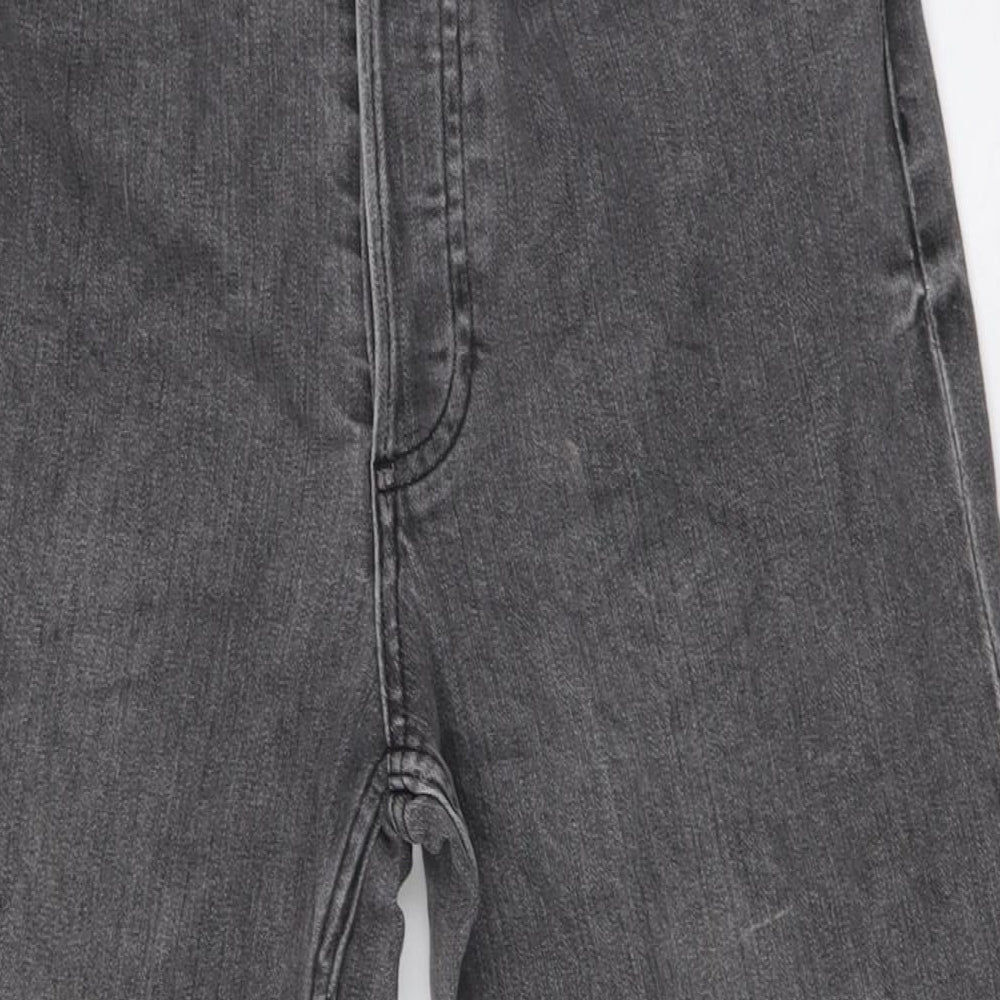 H&M Womens Grey Cotton Straight Jeans Size 10 L27 in Regular Button