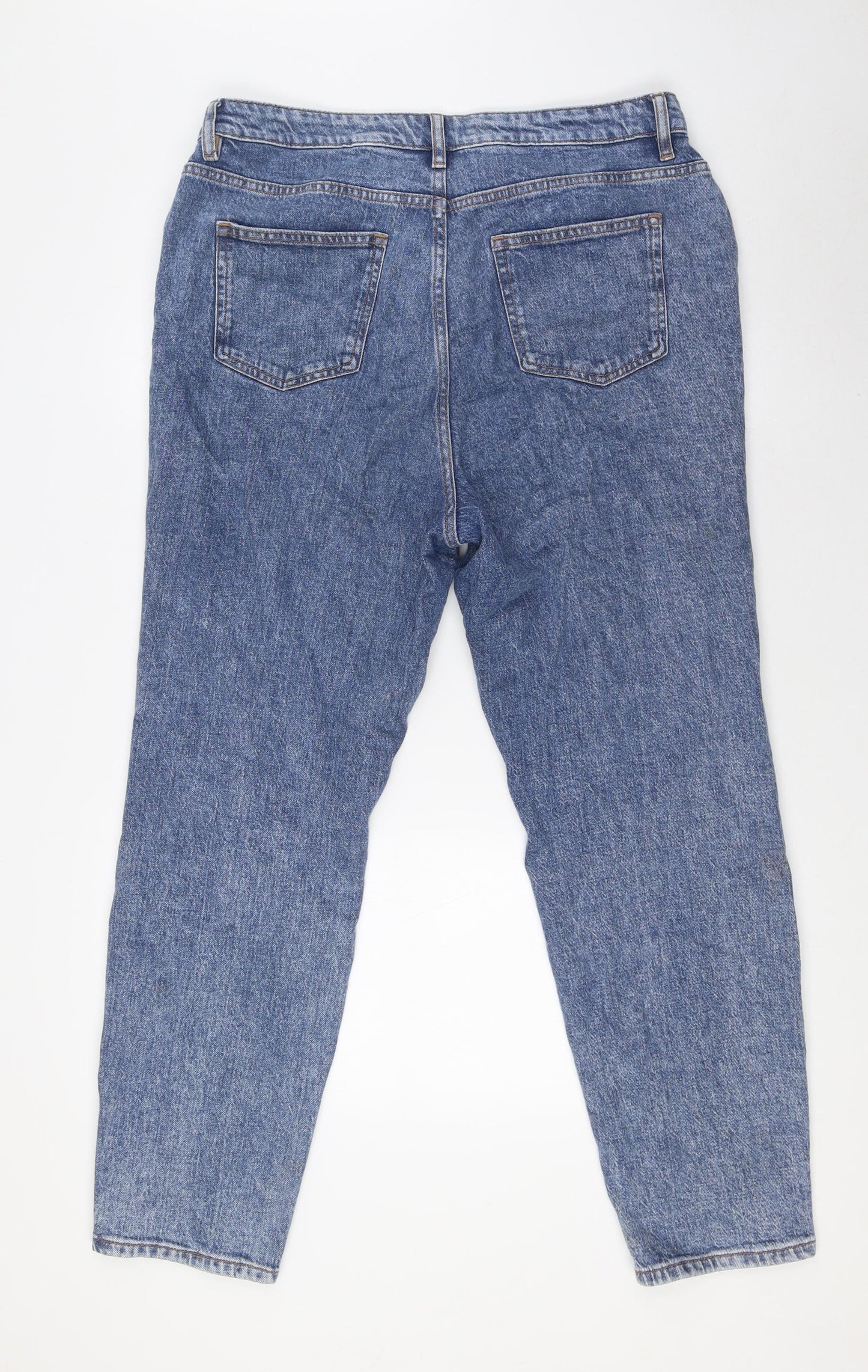TU Womens Blue Cotton Mom Jeans Size 14 L29 in Regular Button
