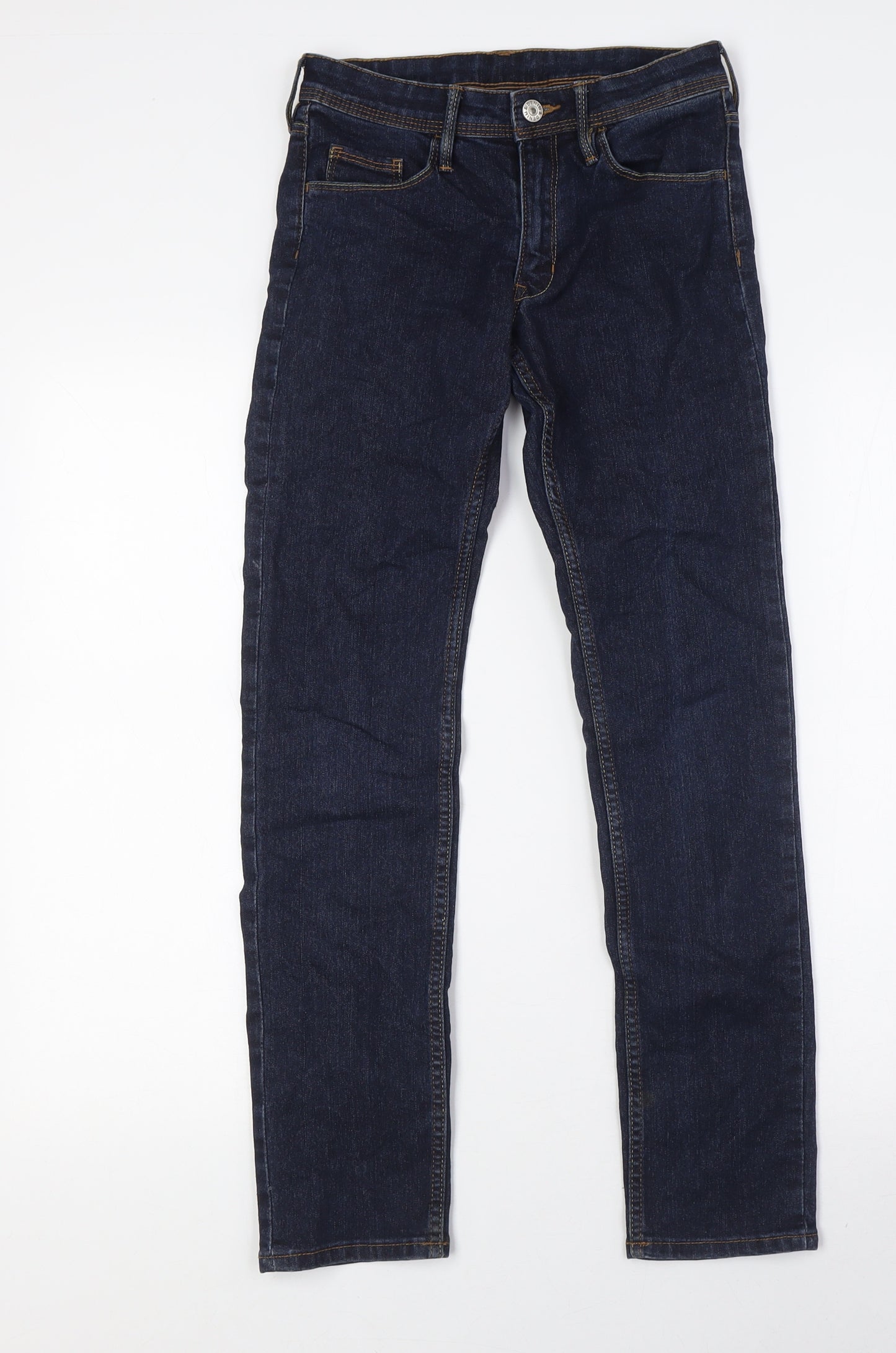 &Denim Girls Blue Cotton Skinny Jeans Size 10-11 Years L29 in Regular Button