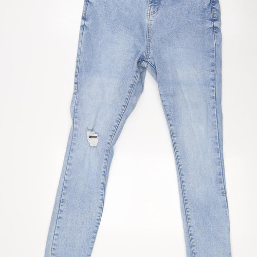 George Womens Blue Cotton Straight Jeans Size 10 L30 in Regular Button - Raw Hems