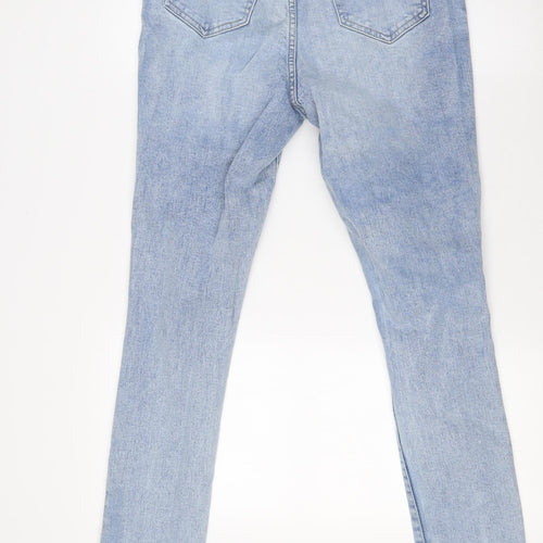George Womens Blue Cotton Straight Jeans Size 10 L30 in Regular Button - Raw Hems