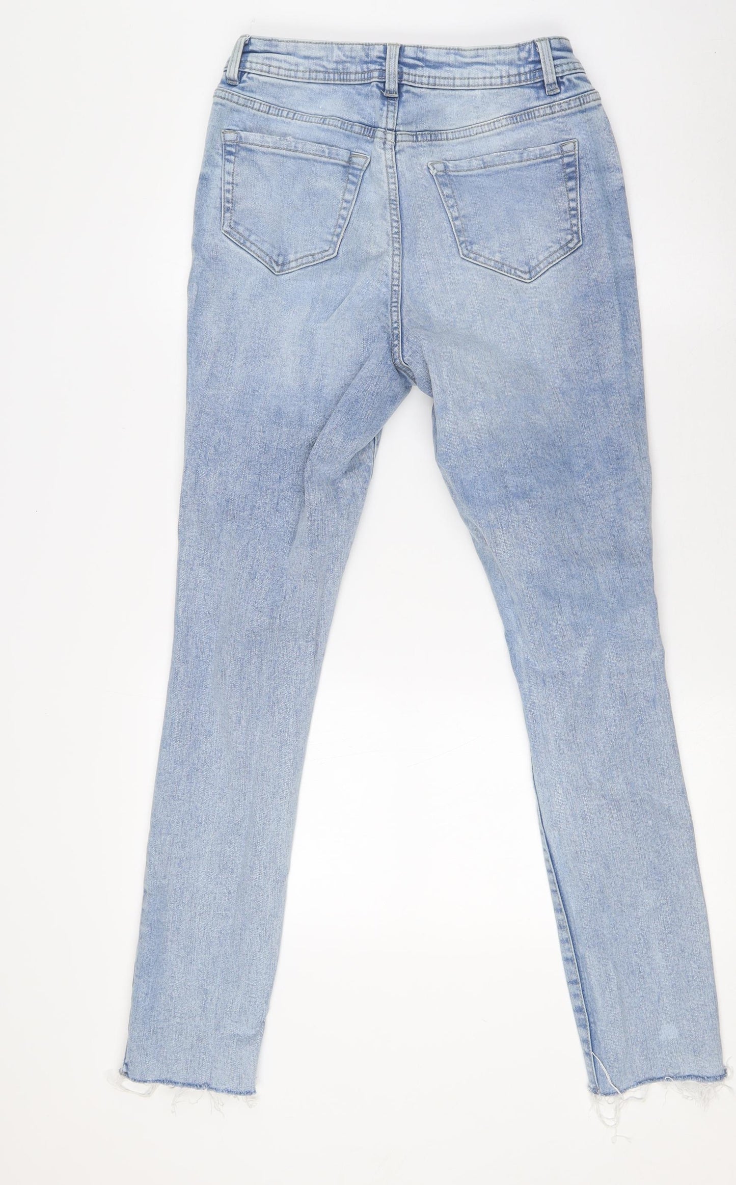 George Womens Blue Cotton Straight Jeans Size 10 L30 in Regular Button - Raw Hems