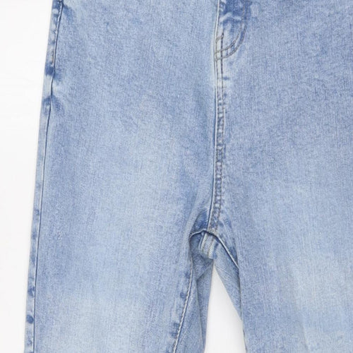 George Womens Blue Cotton Straight Jeans Size 10 L30 in Regular Button - Raw Hems