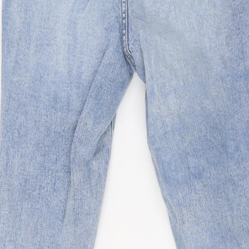 George Womens Blue Cotton Straight Jeans Size 10 L30 in Regular Button - Raw Hems