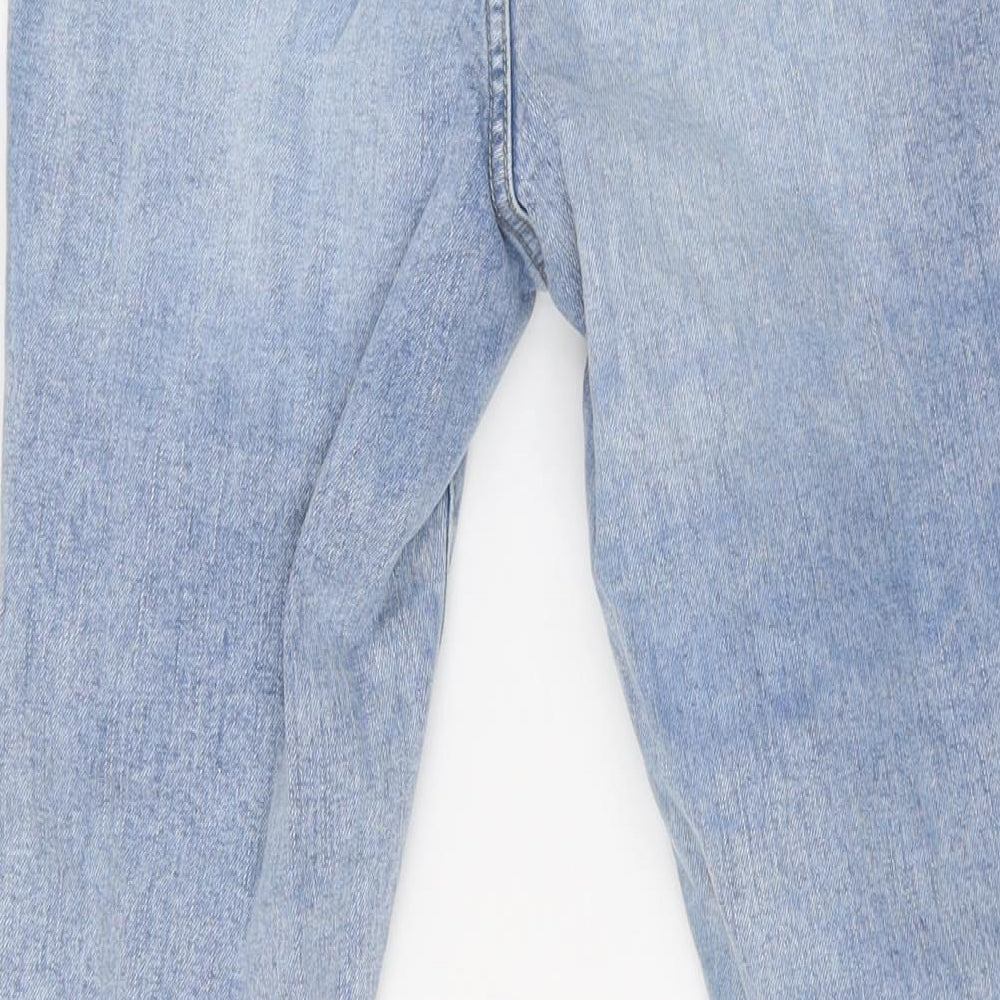 George Womens Blue Cotton Straight Jeans Size 10 L30 in Regular Button - Raw Hems